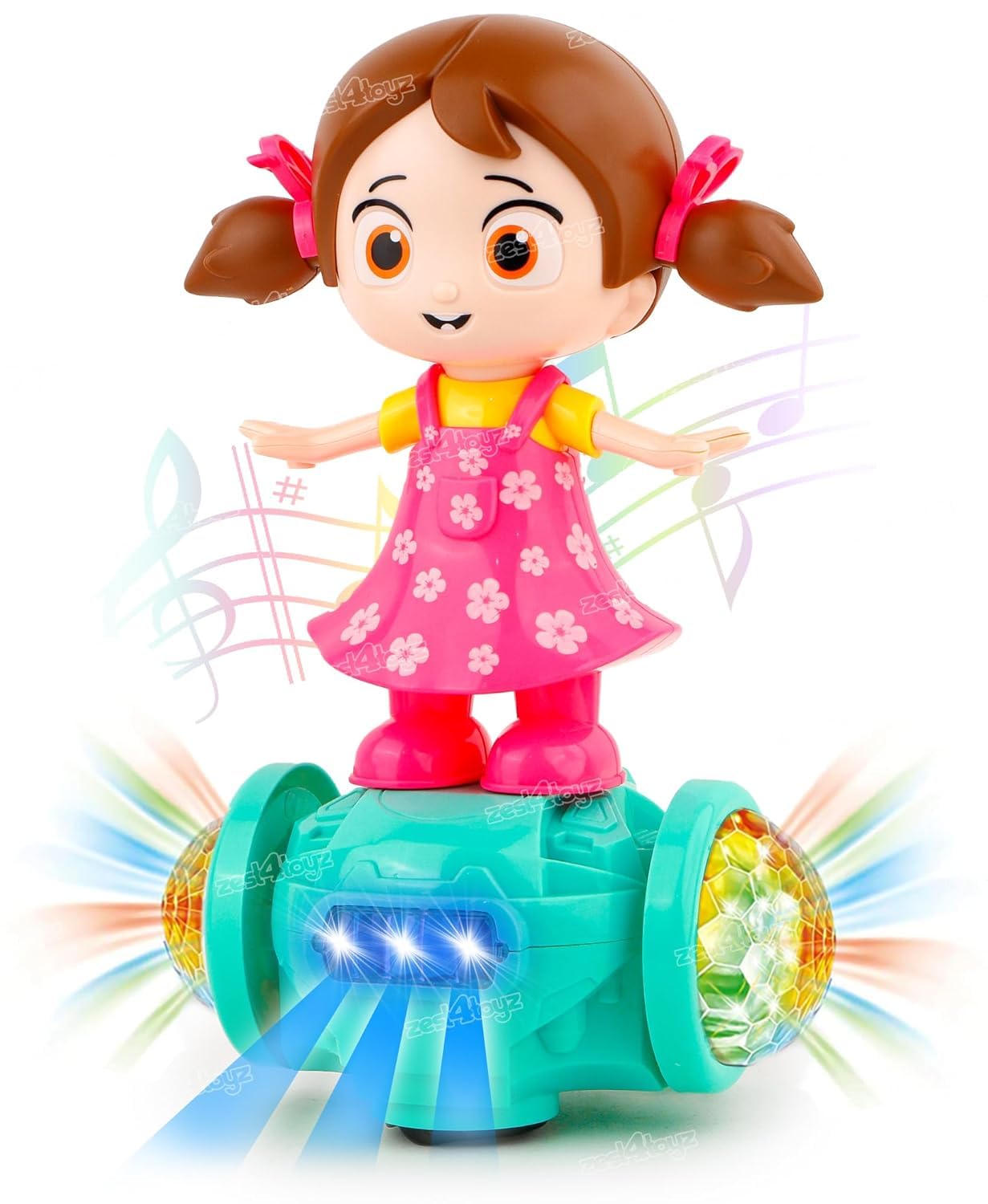 Musical Dancing Girl Doll Activity Play Center Toy 360 Degree Rotating with Flashing Lights and Bump